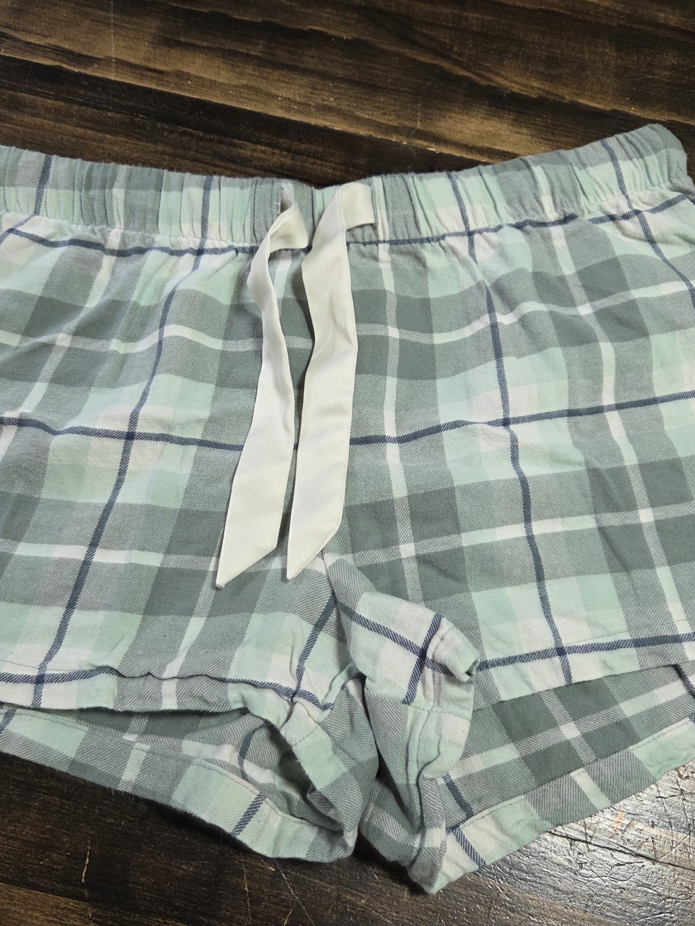 George Mint Green and Gray Plaid Cotton Pajama Shorts
